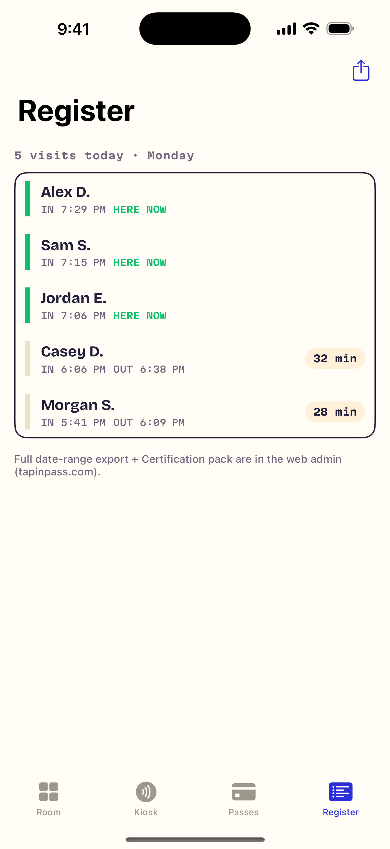 TapInPass — Centre Check-In screenshot 4