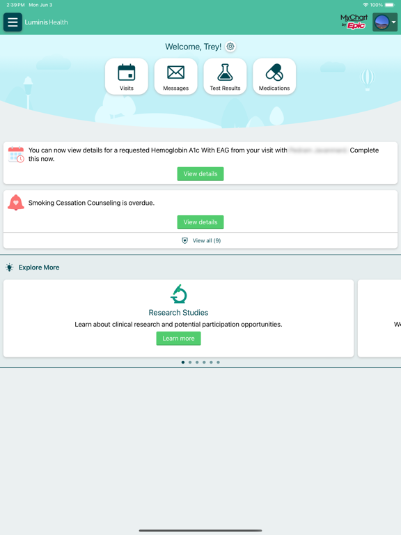 Luminis Health iPad screenshot 2 - Health & Fitness app