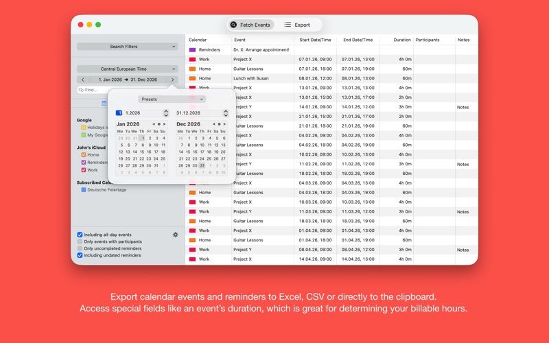 Export Calendars Pro: iCal,CSV