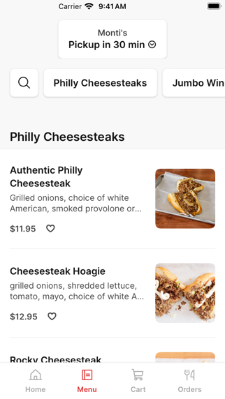 Monti's To Go app screenshot