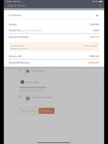 Money2India (Europe) iPad screenshot