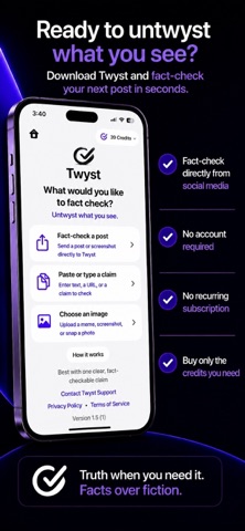 Twyst Fact Check iPhone screenshot