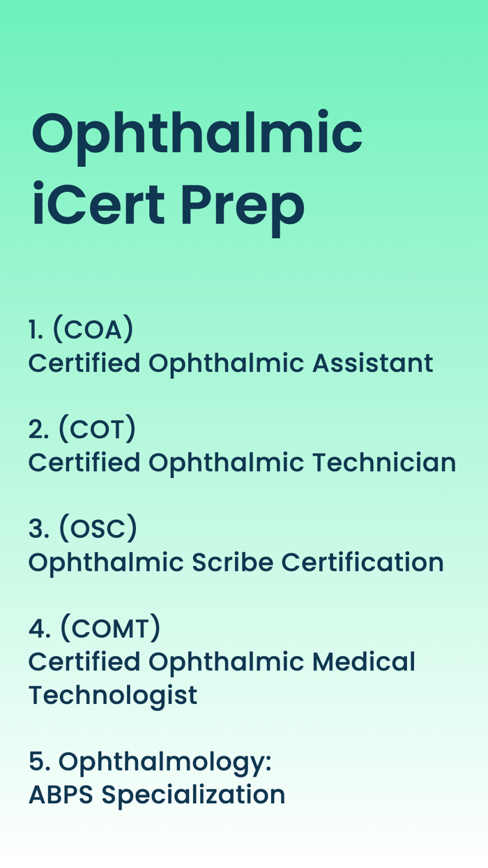 Ophthalmic iCert Prep