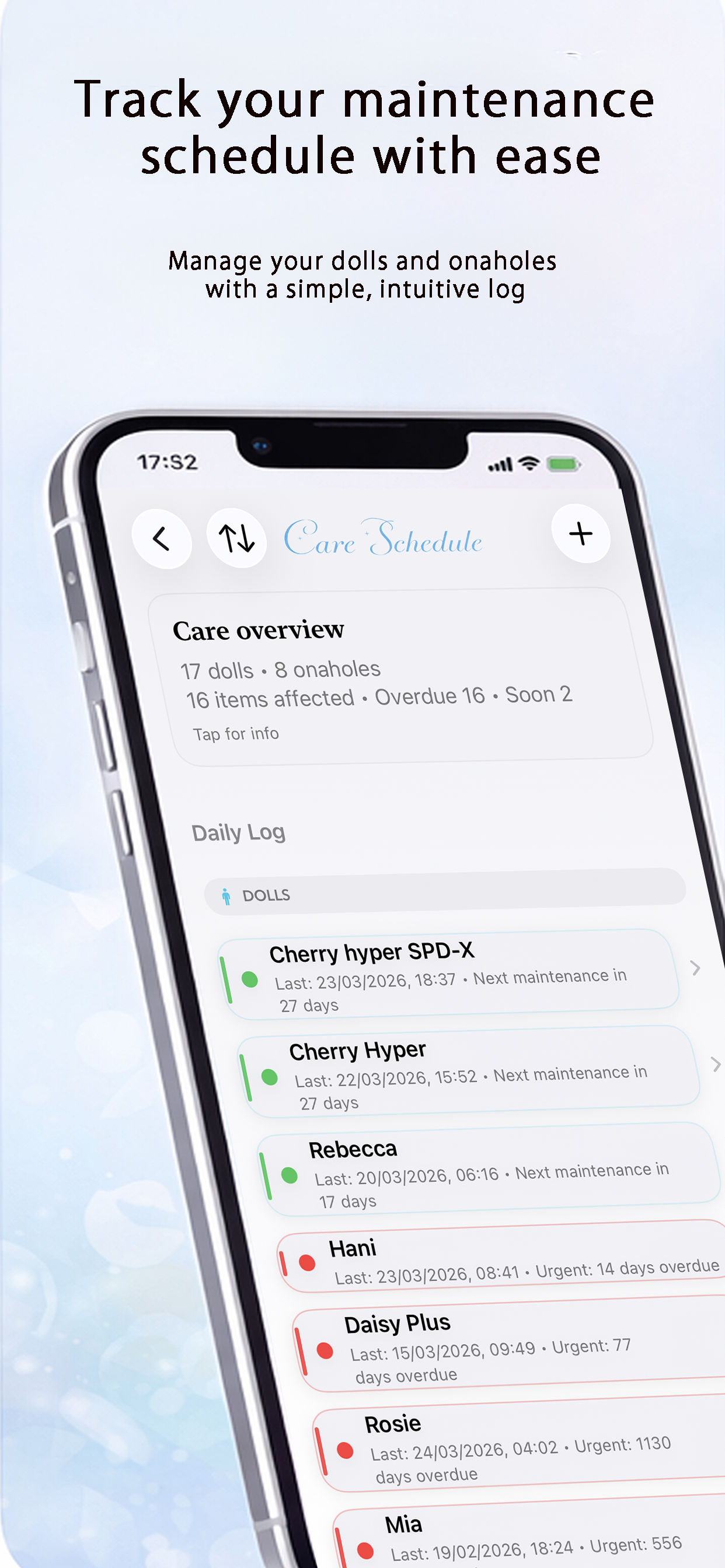 DollCare schedule