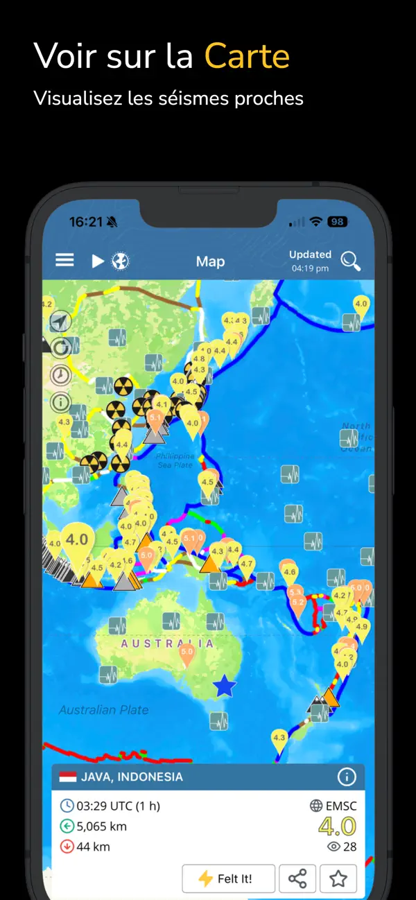 Screenshot #3 pour Séisme+ Alertes, carte et info
