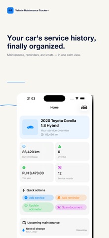 Vehicle Maintenance Tracker+ Screenshot 1 of 5