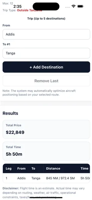 Auric Charter Price Estimate screenshot 4