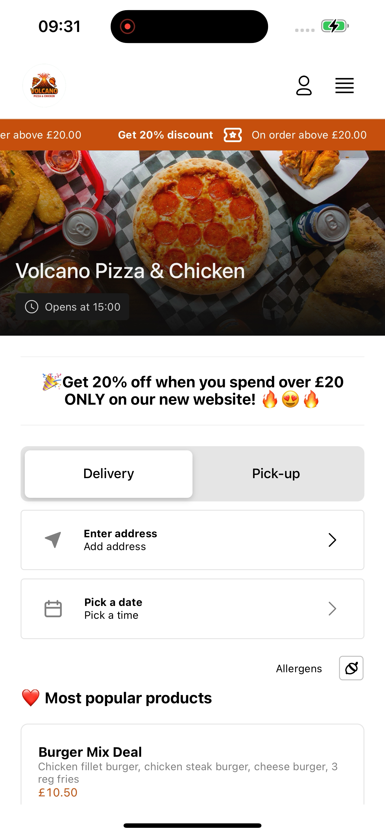 Volcano Pizza & Chicken screenshot 3