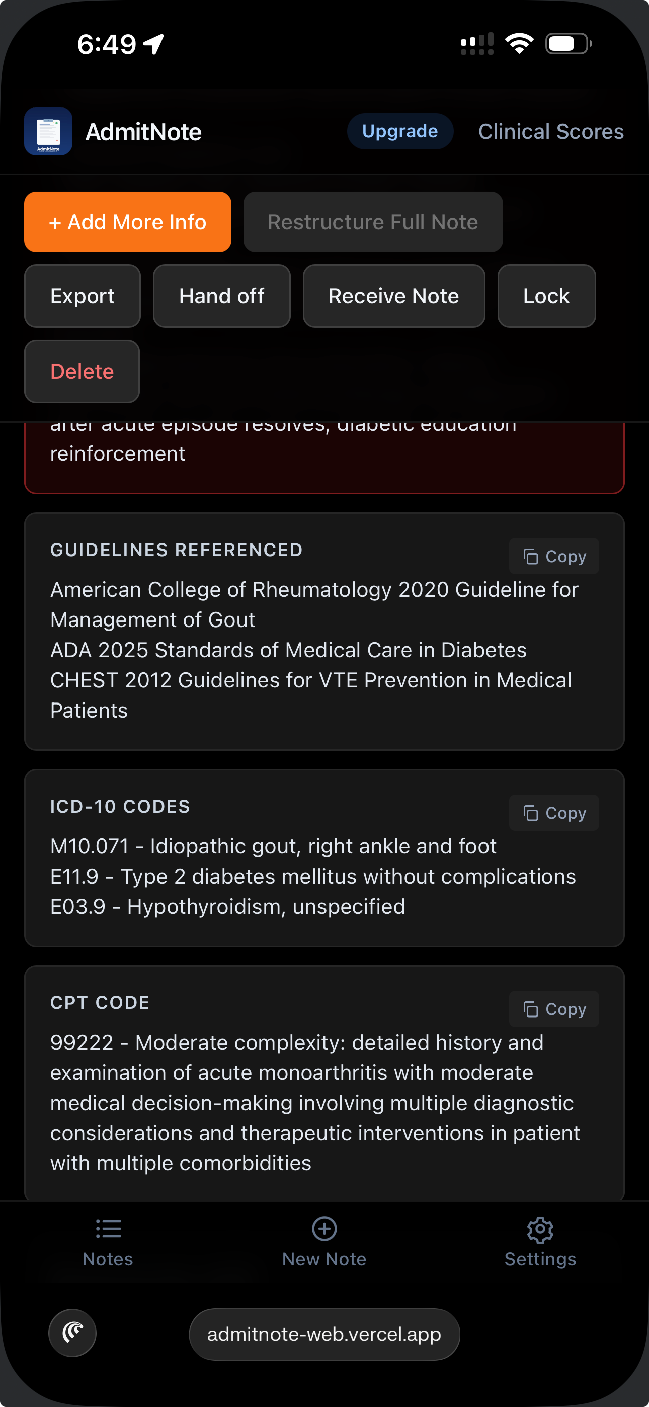 AdmitNote screenshot 10