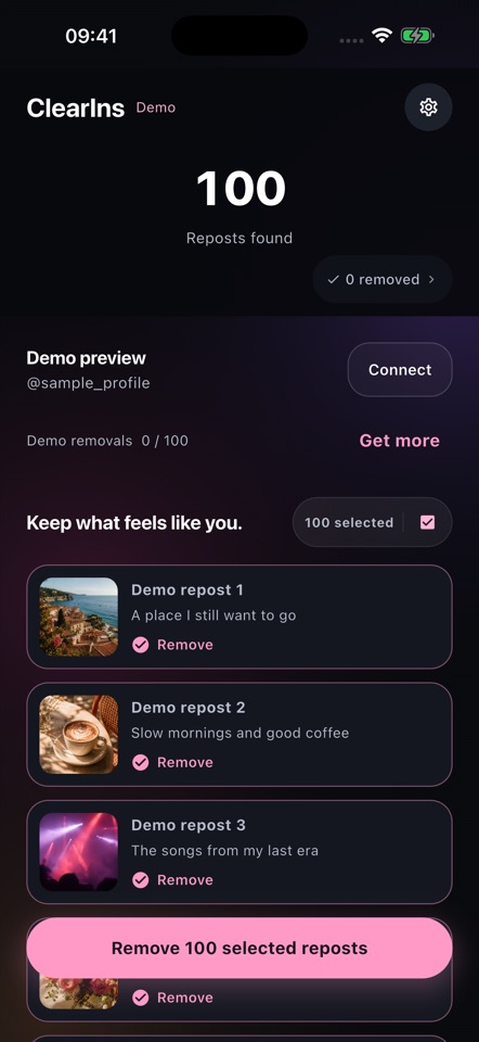 ClearIns: Repost Remover screenshot 2