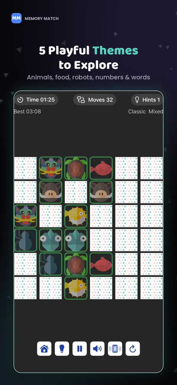 Screenshot #1 pour Memory Match: Brain Games
