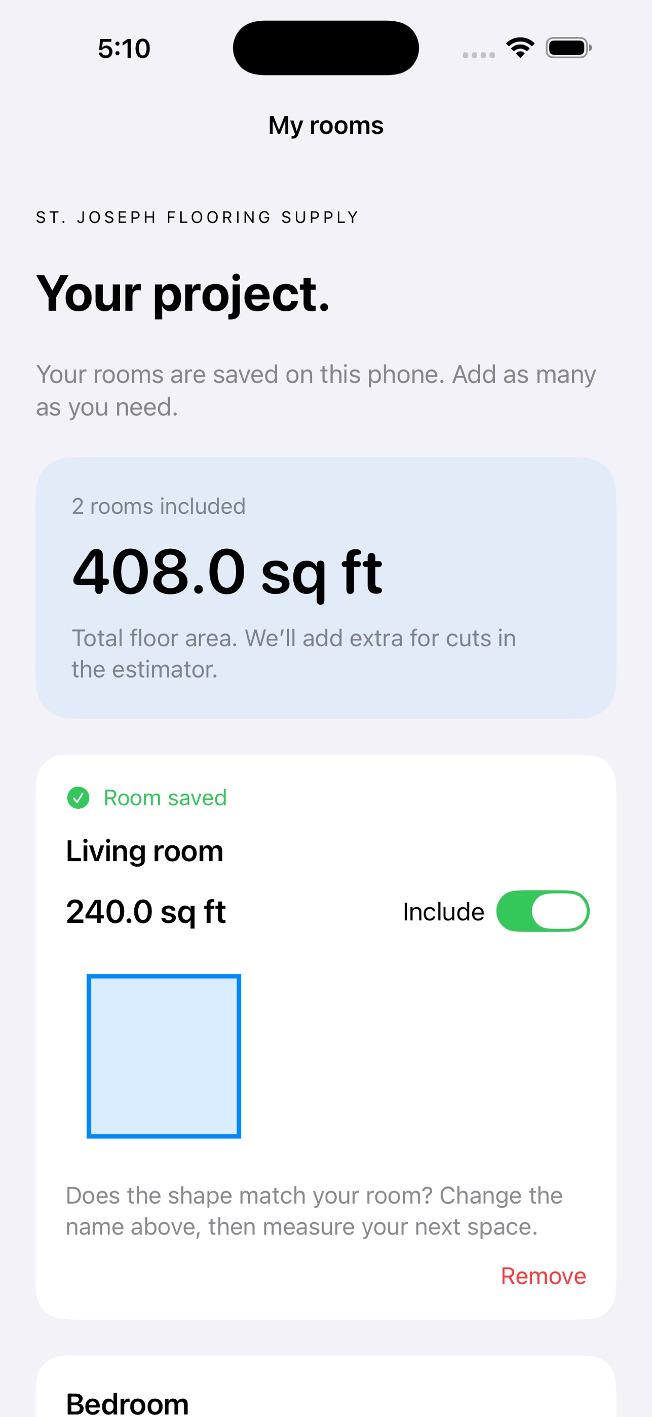 Screenshot 1 of St. Joseph Room Measure