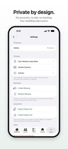 Wendus: Wedding Planner iPhone screenshot