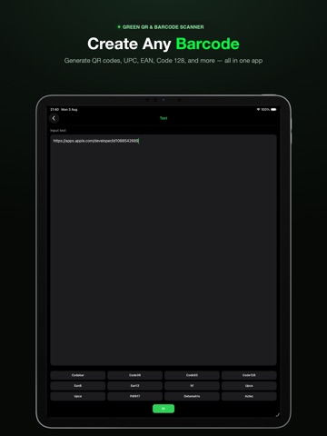 Green QR & Barcode Scanner iPad screenshot