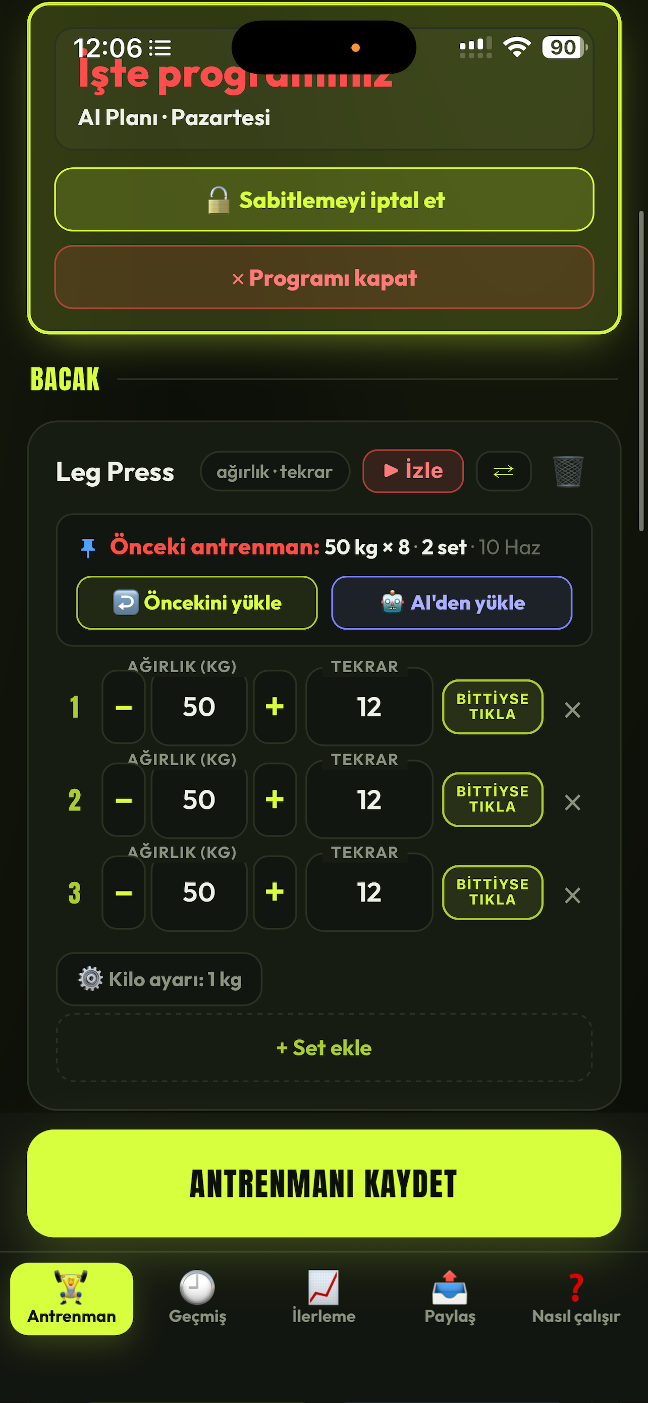 ANTRENMAN TAKİP