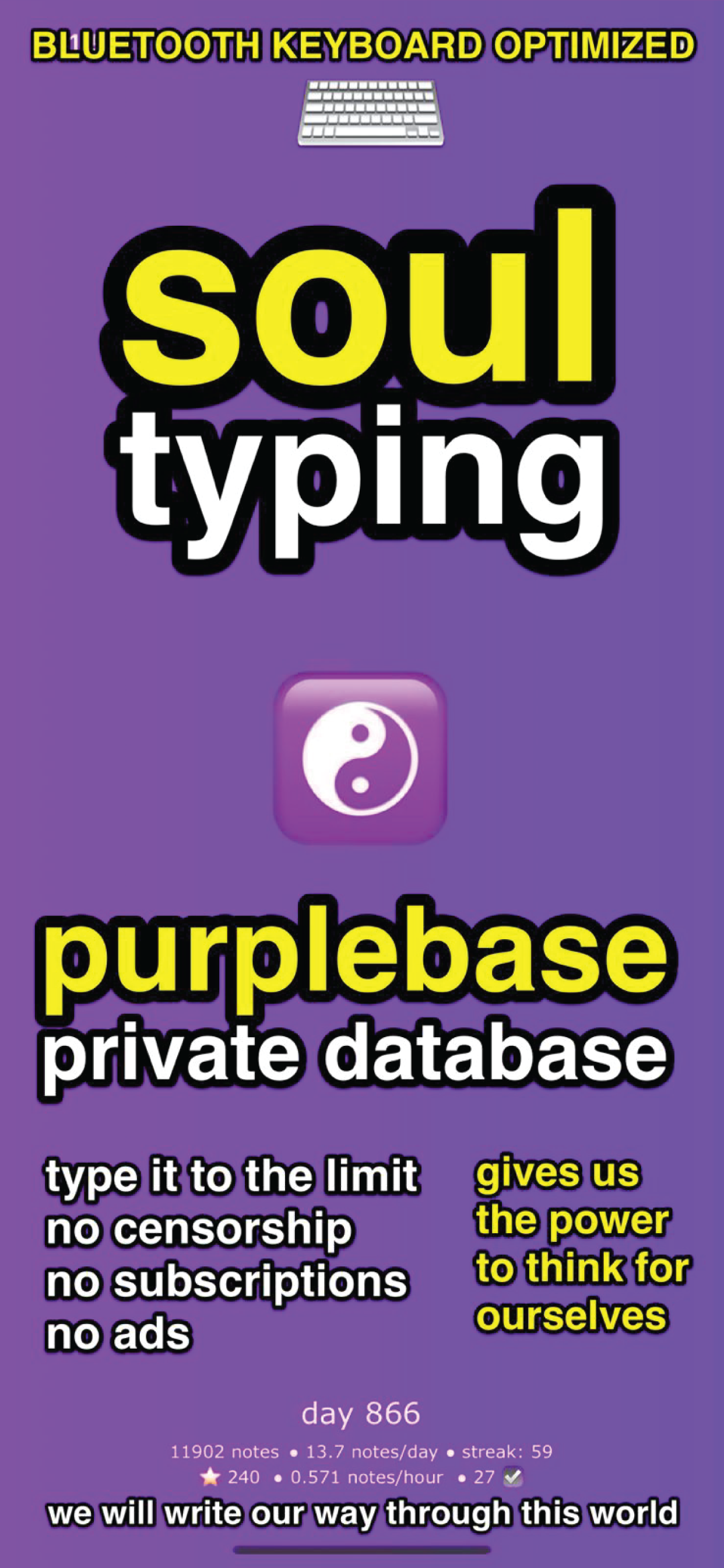 purplebase • hypnotic typing