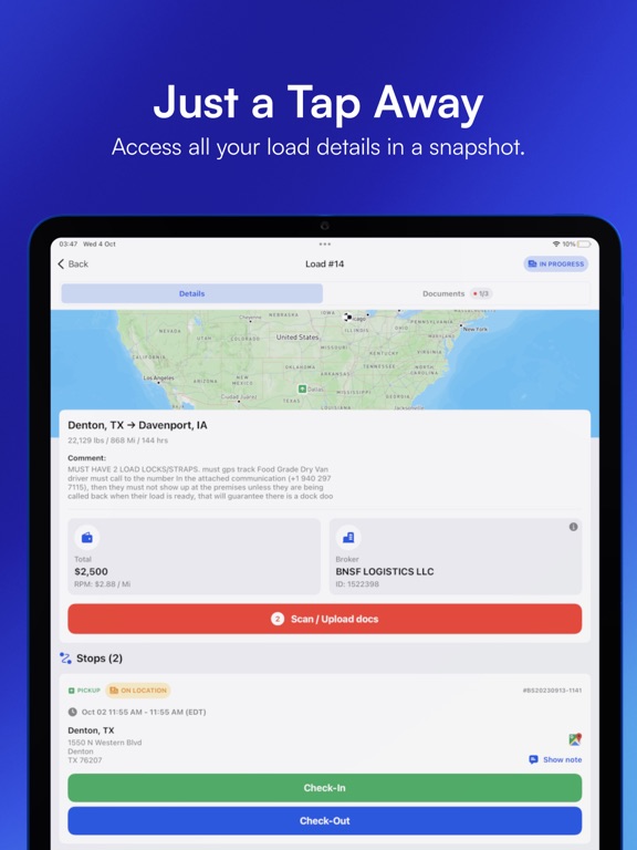 Vektor Driver iPad screenshot 3 - Business app