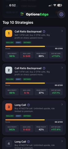 OptionsEdge-AI Option Analysis Screenshot 2 of 5