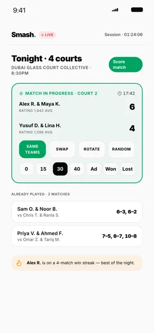 Smash. — Padel Club OS screenshot 4
