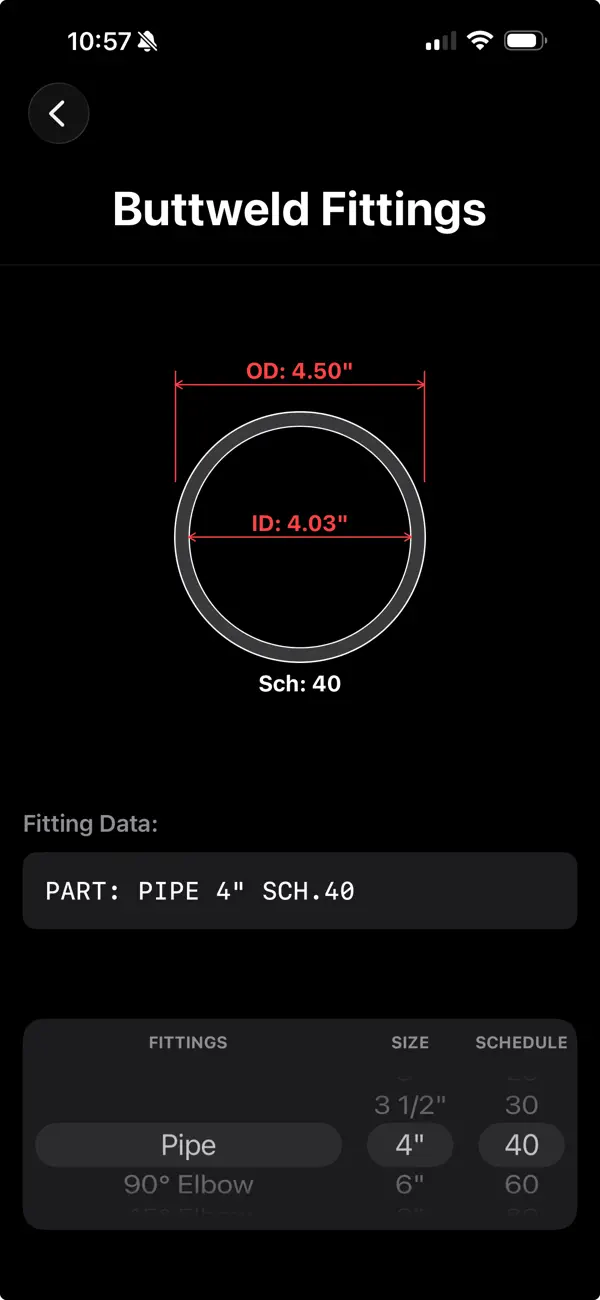 #1. Pipe Fitting Selection (iOS) Ved: Allen Moore