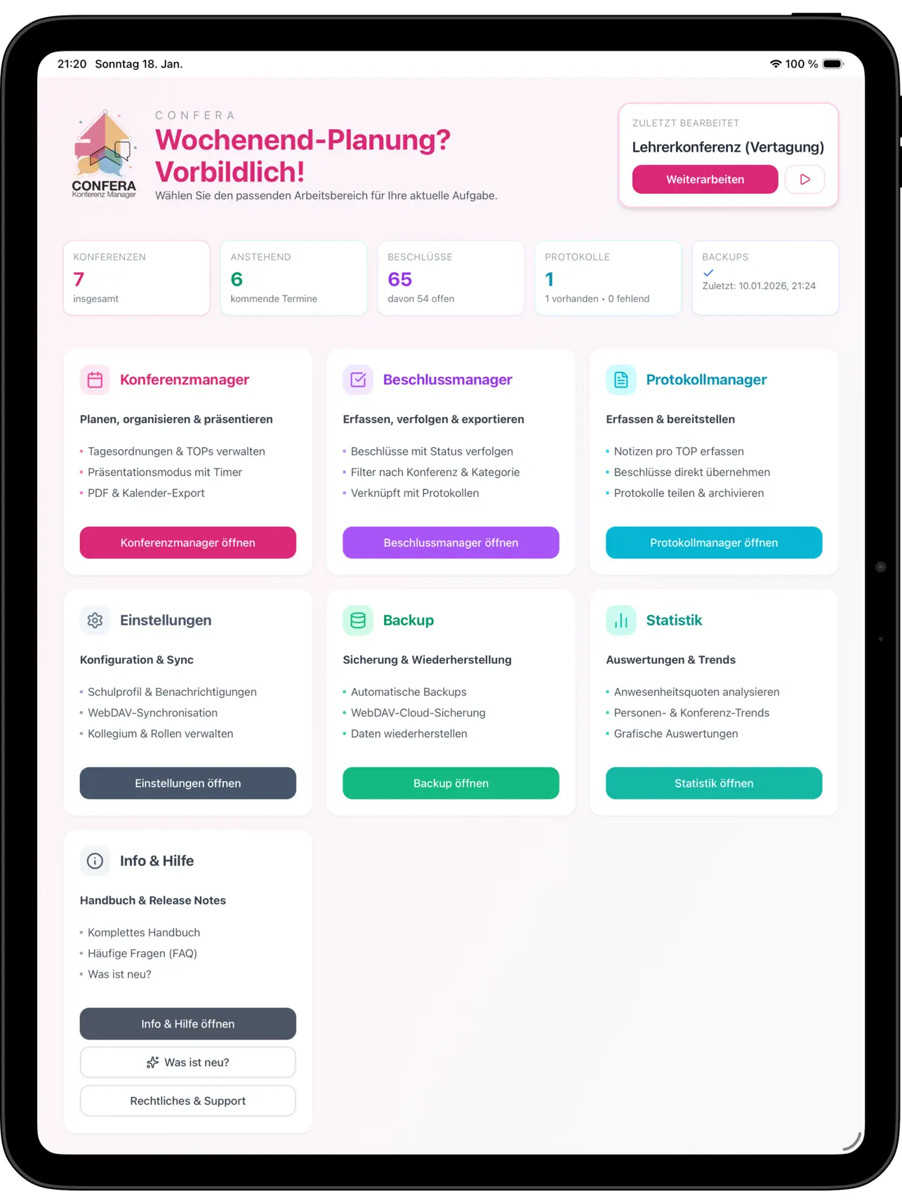 Confera - Konferenz Manager Screenshot 1