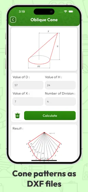 Flat Pattern Cone Calculators screenshot 3