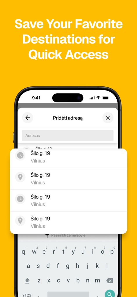 Etransport - Taxi and more - Les utilisateurs peuvent enregistrer leurs adresses favorites pour un accès rapide et bénéficier de suggestions automatiques d'adresses pour simplifier la réservation.