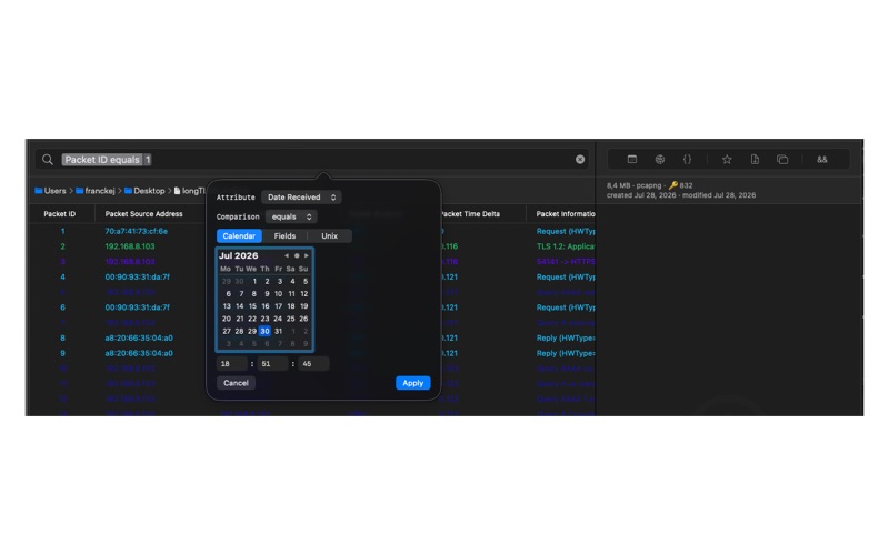 Cocoa Packet Analyzer screenshot