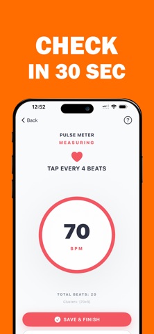 Heart Rate Monitor - Tap4Pulse iPhone screenshot