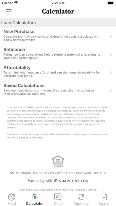 Queenstown Bank Mortgage Screenshot
