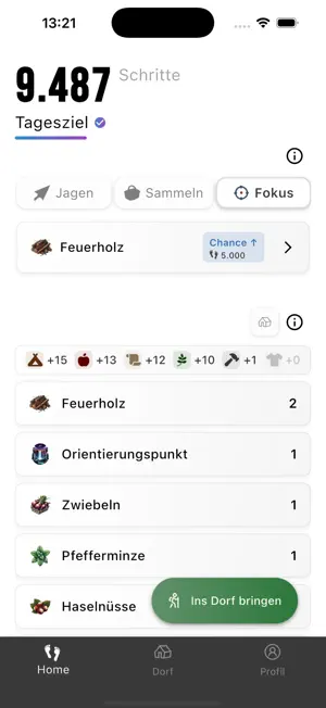Jagen & Sammeln: Schrittzähler screenshot 1
