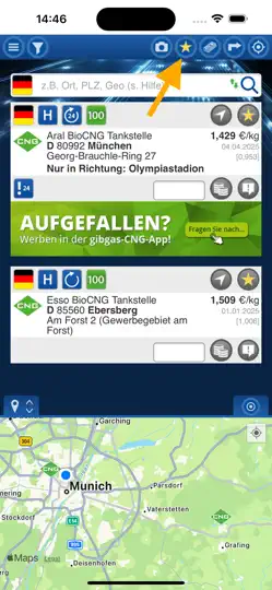 Screenshot von Gibgas CNG-App auf dem iPhone 3