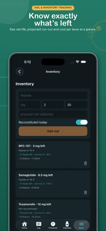Dr.Peptide: Peptide Tracker screenshot 1 of 7
