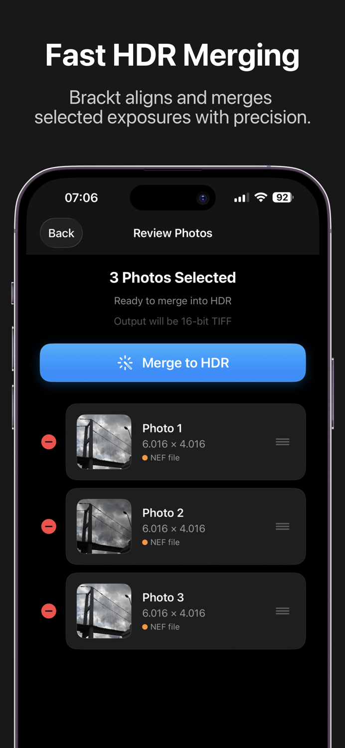 Brackt RAW to HDR Merge