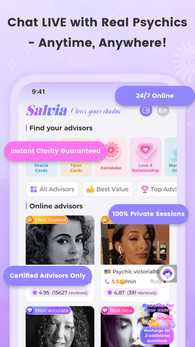 Salvia - Tarot & Psychics Screenshot