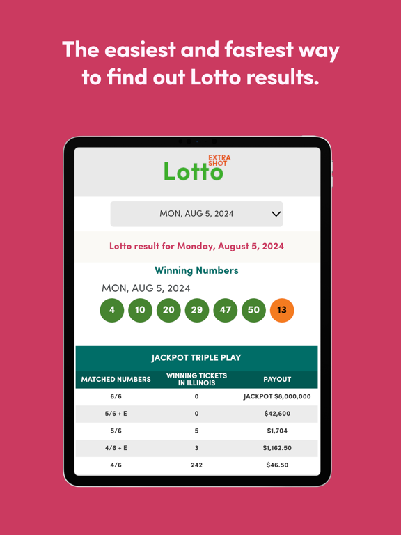 Illinois Lottery Results App iPad screenshot 3 - Entertainment app