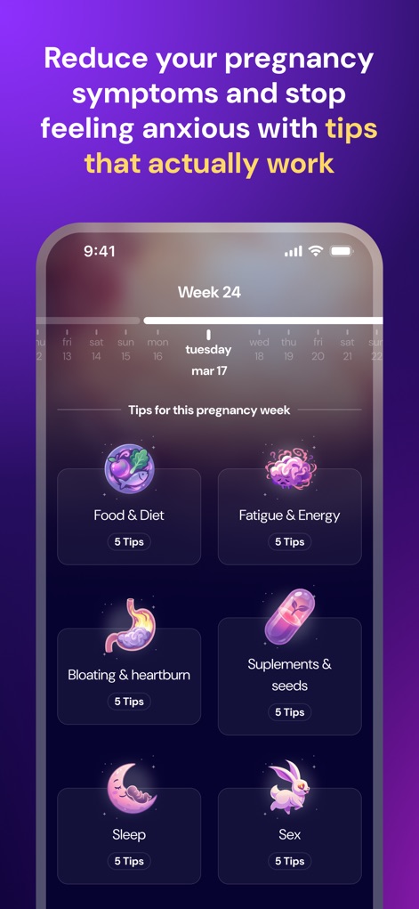 Musa: Period & Pregnancy - Find expert tips for managing pregnancy symptoms such as Food & Diet recommendations and insights into Fatigue & Energy.