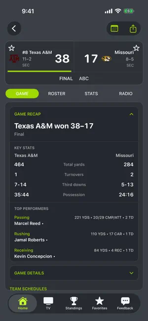 Missouri Football Schedules screenshot 3