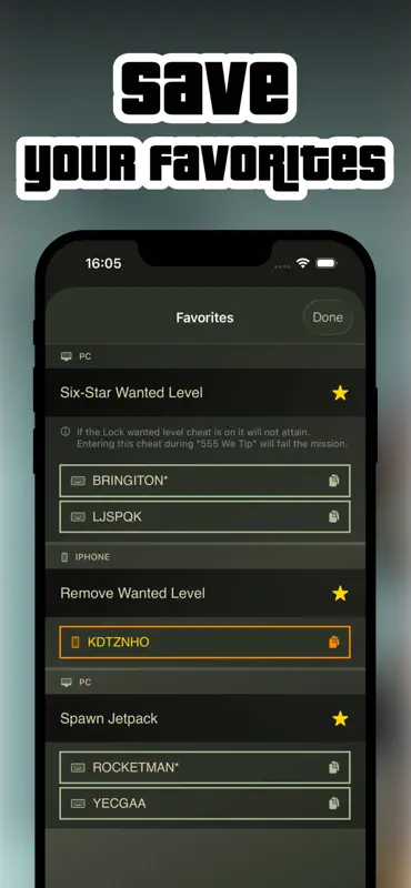 Cheats & Codes screenshot 2 of 3