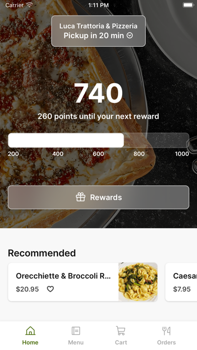 Screenshot 1 of Luca Trattoria & Pizzeria App