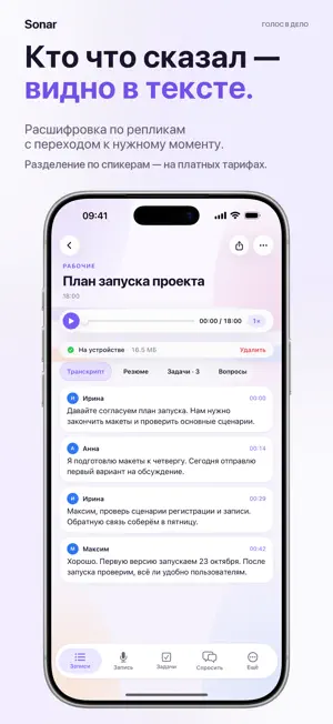 Sonar: расшифровка аудио screenshot 2