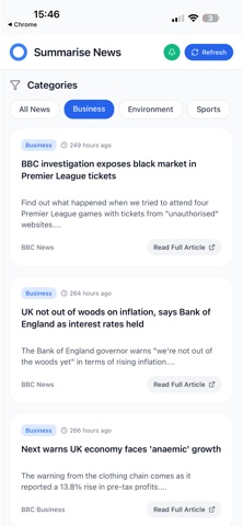 Summarise News screenshot