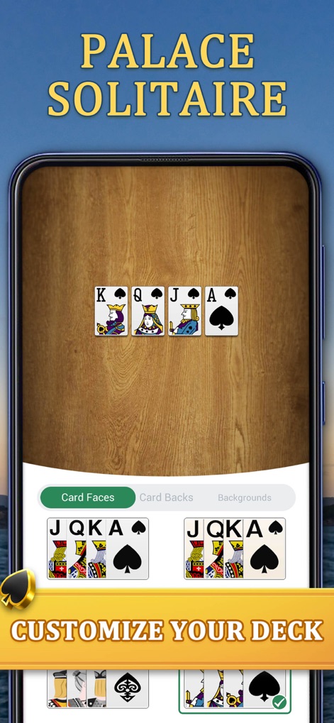 Palace Solitaire: Card Game - Discover a variety of card face options and a user-friendly customization interface, allowing players to personalize their deck's appearance.