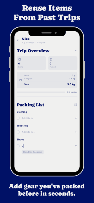 One Bag: Smart Packing List Screenshot 3 of 6