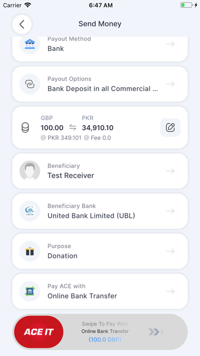 ACE Money Transfer Screenshot