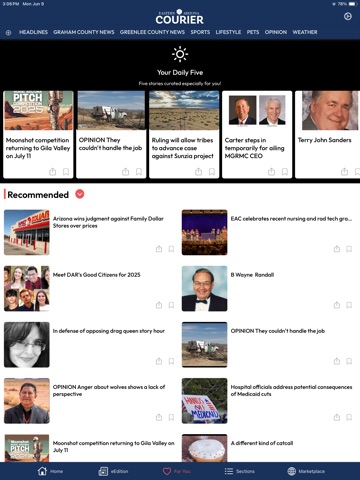 Eastern Arizona Courier iPad screenshot