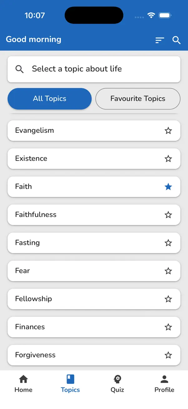 Screenshot #1 pour Bible Topics and Quiz