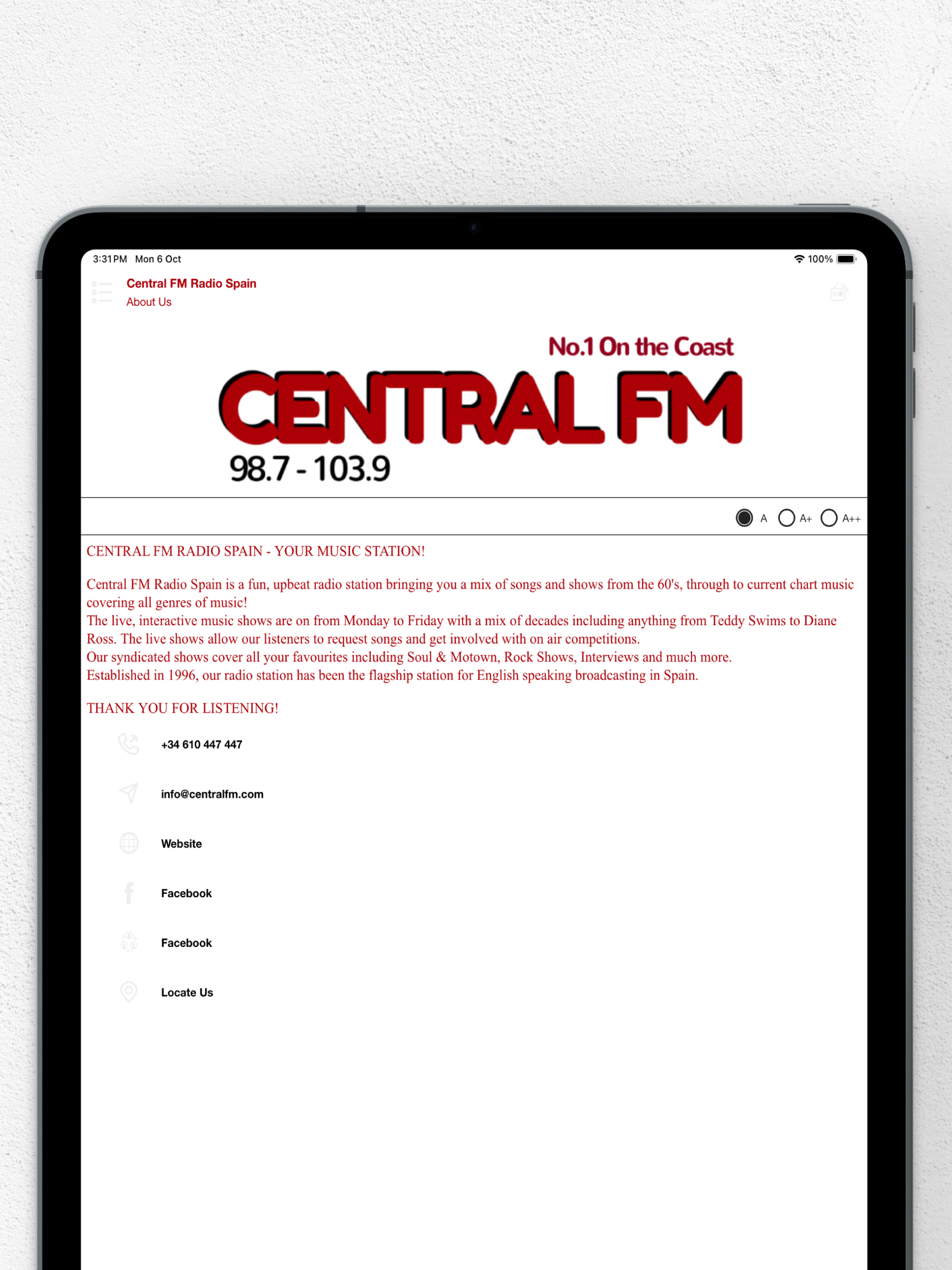 Central FM Radio Spain screenshot 8