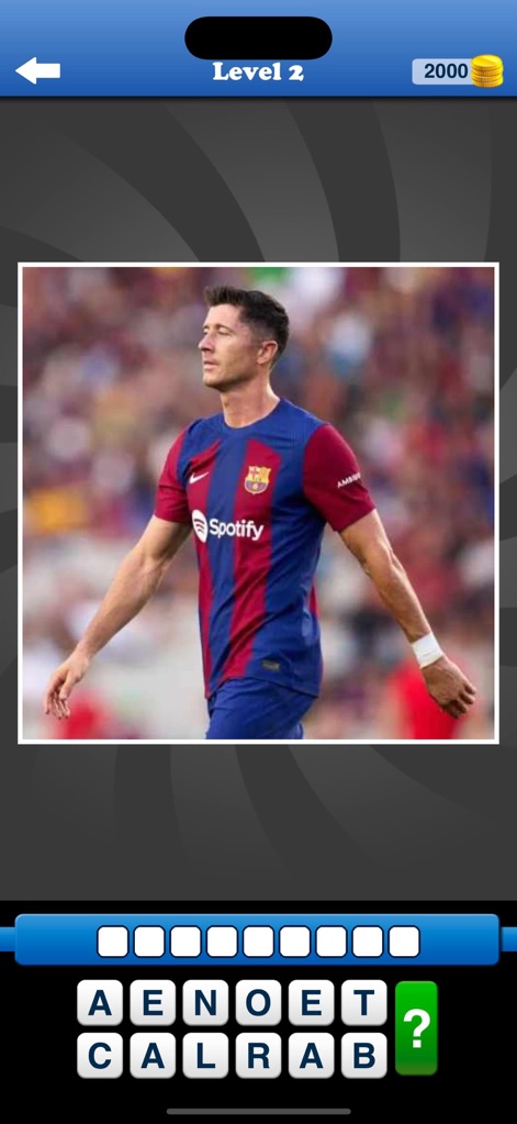 Whats the Team? Football Quiz - Users engage with high-quality images of players in their club's attire, with the current level clearly indicated at the top.