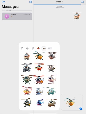 Whirring Helicopter Stickers iPad screenshot